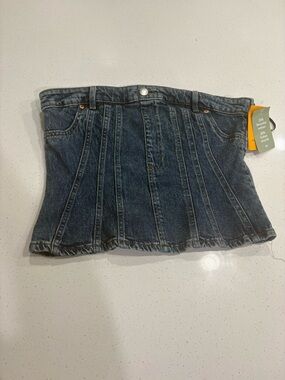 H&M Dark Blue Denim Corset Top